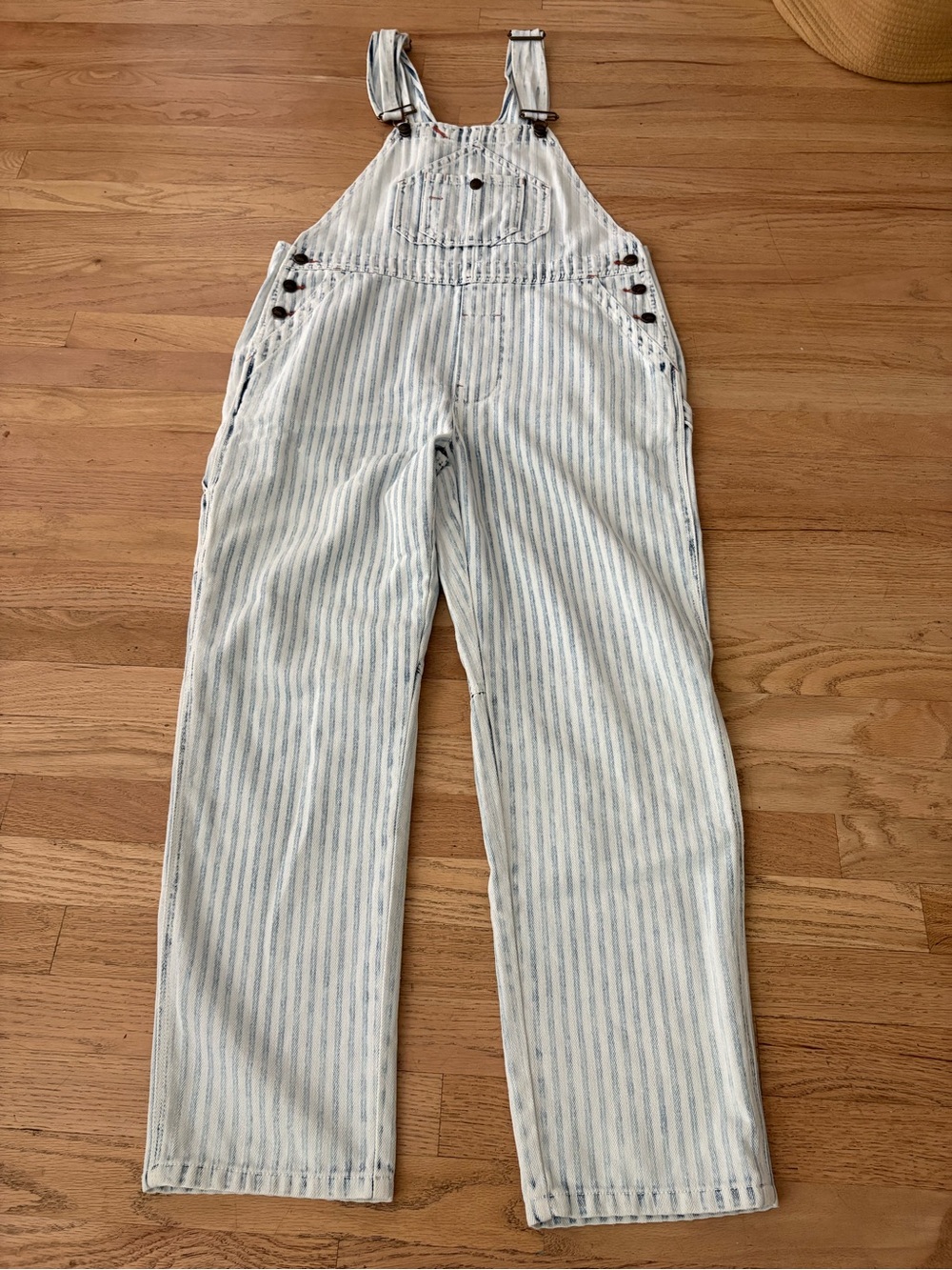 FAHERTY Striped Light Blue & White Women’s Denim Overalls